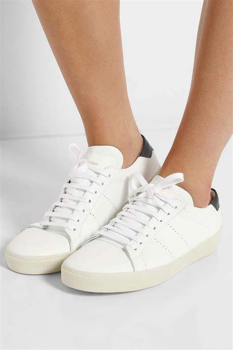 Saint Laurent Lips Classic Court White Leather Sneakers 